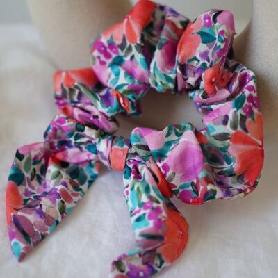 Capucine Pink Orange and Purple Bow Scrunchie
