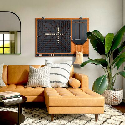 Tablero magnético de juego de palabras de tamaño natural: fichas de madera y metal para montar en la pared (81 x 61 cm)