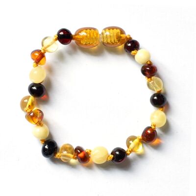 Bebé/Niño – Pulsera de ámbar – cuentas redondas – 14 cm – Colores variados