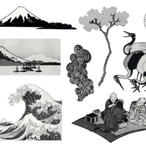 2 planches de Tatouages éphémères - Hokusai et le japonisme