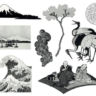 Temporäre Tattoos - Hokusai und Japonismus