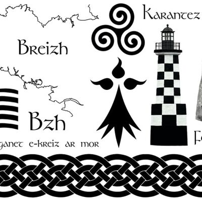 2 Bögen mit temporären Tattoos – keltische und bretonische Motive