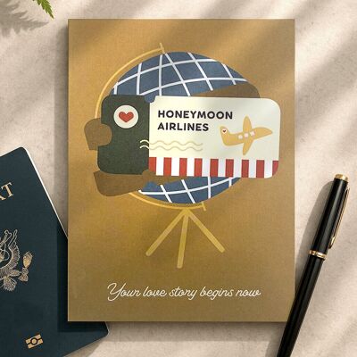 Tarjeta de felicitación de luna de miel de la aerolínea