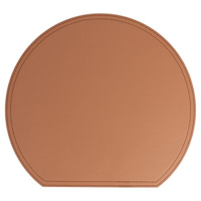 36.5x33 cm double-sided crescent placemat in leather-colored PVC, Horeca Brown