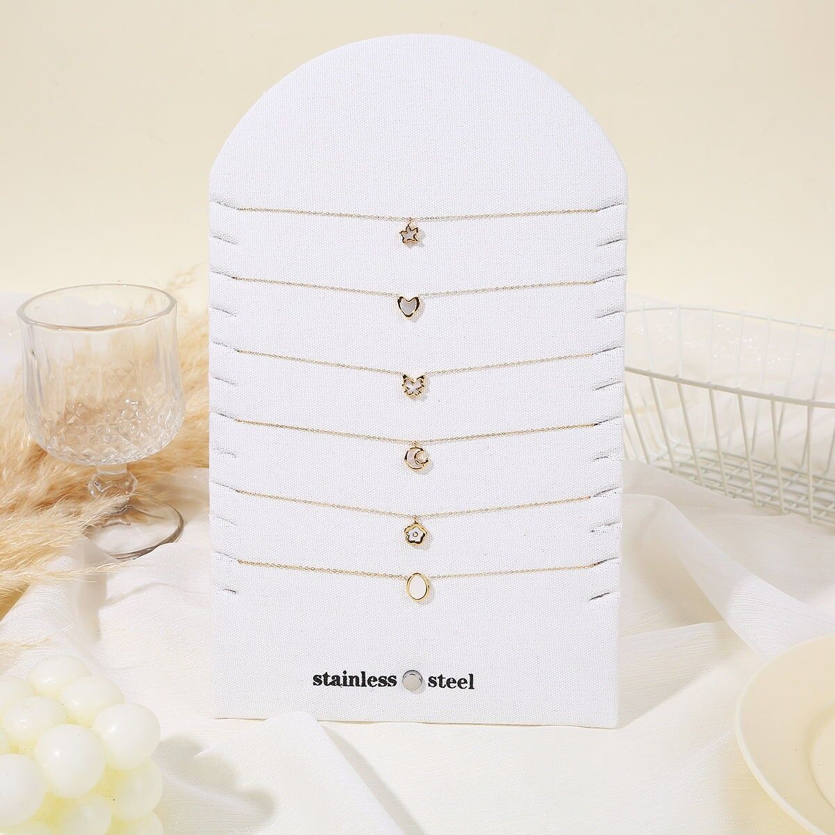 Set di 6 collane a catena in oro con madreperla