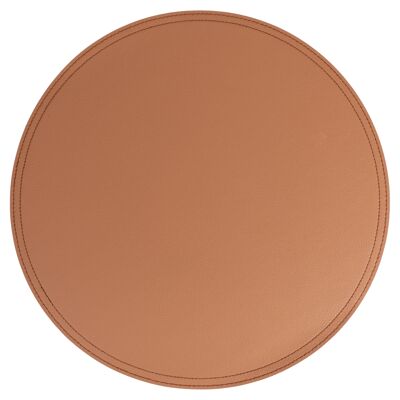 Round placemat 39 cm double-sided leather-colored PVC, Horeca Brown
