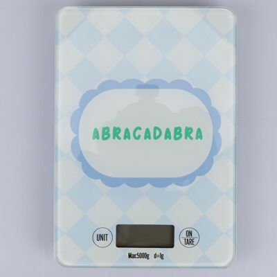 Balance de cuisine numérique 5 kg, plateau en verre trempé, 21,5 x 15 x 1,7 cm, bleu, More Amor