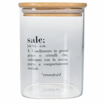 1L Glass Salt Jar, Bamboo Lid, Victionary