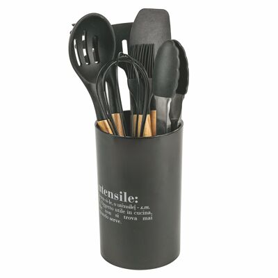 Plastic Utensil Holder with 7 Silicone Utensils Included, Victionary