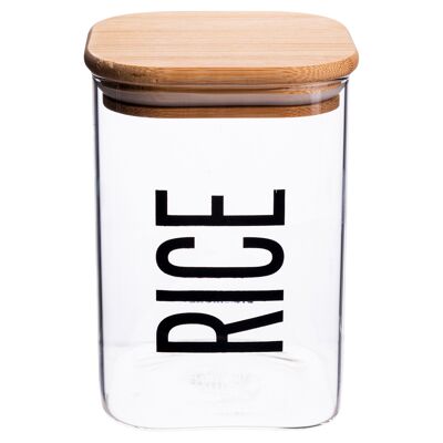 1L Glass Rice Jar, Bamboo Lid, Bigismore