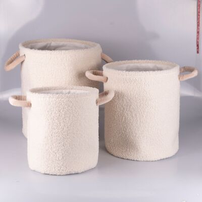 Set 3 ceste teddy portabiancheria in morbido sherpa, Les Petites