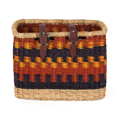 AHAHAN : Panier à vélo rectangulaire marron, orange et noir