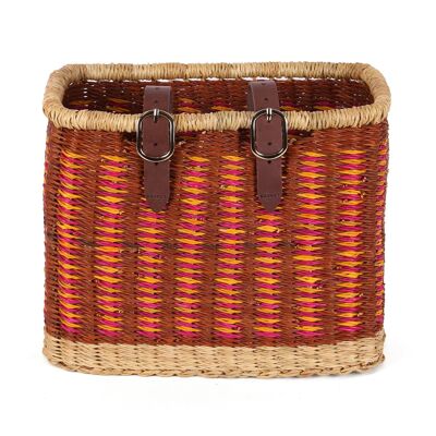 ASO: Brown, Orange and Pink Rectangle Bike Basket