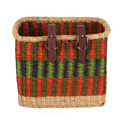 BAAKO: Green, Orange and Khaki Rectangle Bike Basket