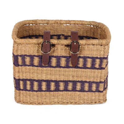 BANKYE: Purple and Natural Rectangle Bike Basket