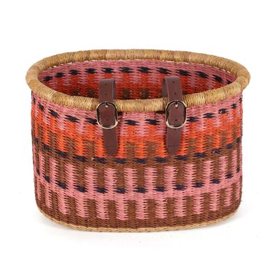 MMONO: Cesta para bicicleta rectangular rosa, marrón y naranja
