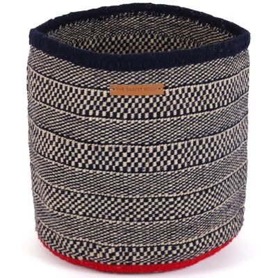 SAMAHANI: Large Navy and Cream Wool Basket