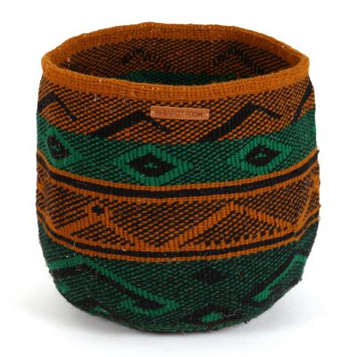 SHANGA: Large Green, Brown and Black Wool Basket