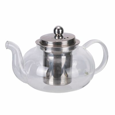 Tetera de 650 ml en vidrio borosilicato, infusor de acero inoxidable
