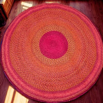 Fuchsia pink orange raffia rug – 200 cm