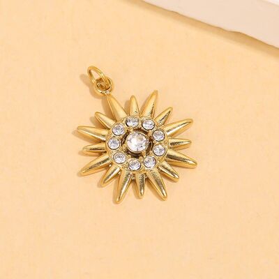 Set di 3 ciondoli a forma di sole con strass dorati