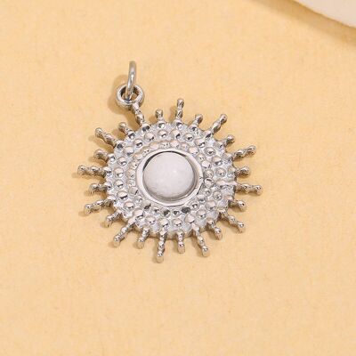 Set di 3 ciondoli a forma di sole in argento con pietra bianca