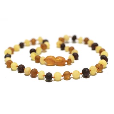 Bébé/Enfant – Collier d’ambre – perles rondes brutes – 36 cm – 4 couleurs