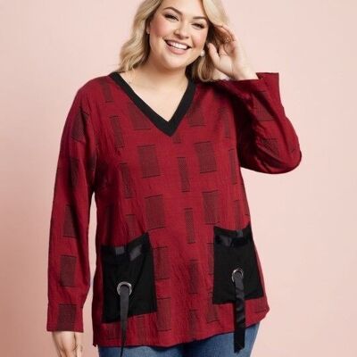 Plus size red print blouse (C6138&RED)