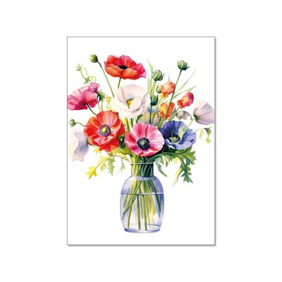 Portrait de carte postale, bouquet de fleurs