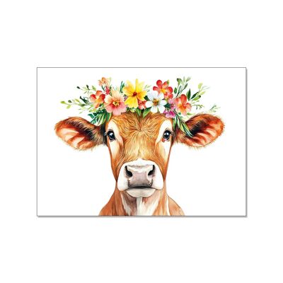 Carte postale paysage, vache