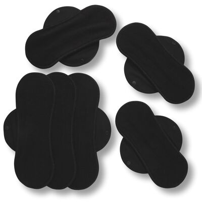 Reusable Incontinence Pads 6-Pack (M, L) - black wings