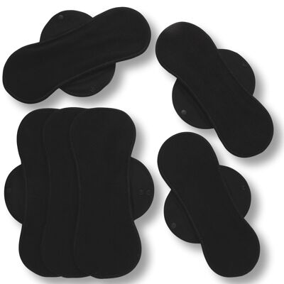 Reusable Incontinence Pads 6-Pack (L, XL) - black wings