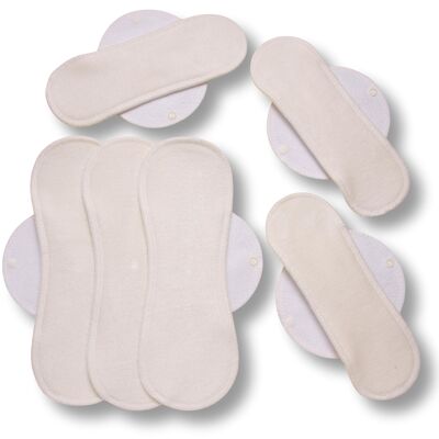 Reusable Incontinence Pads 6-Pack (M, L) - white wings
