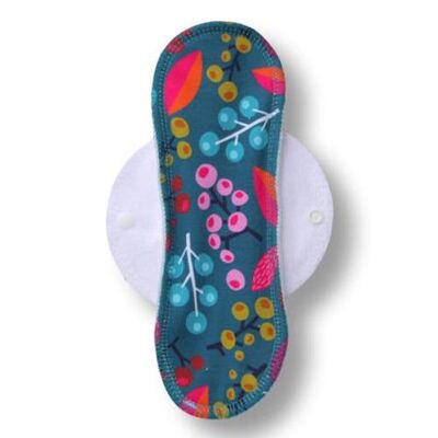 Pad Forest Berries Turquoise Cotton (Eco, white wings)