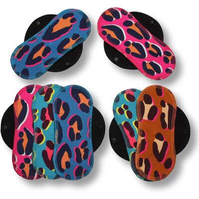 Reusable Cloth Panty Liners 7-Pack (Size S) - black wings