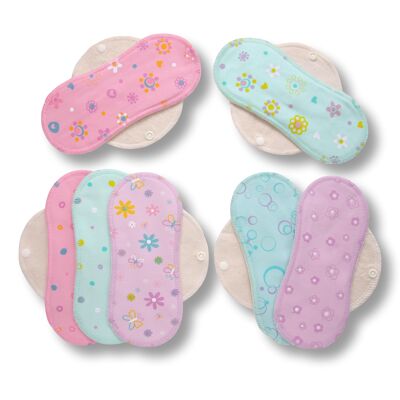 Reusable Cloth Panty Liners 7-Pack (Size S) - white wings