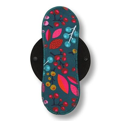 Liner Forest Berries Turquoise Cotton (Eco, black wings) M