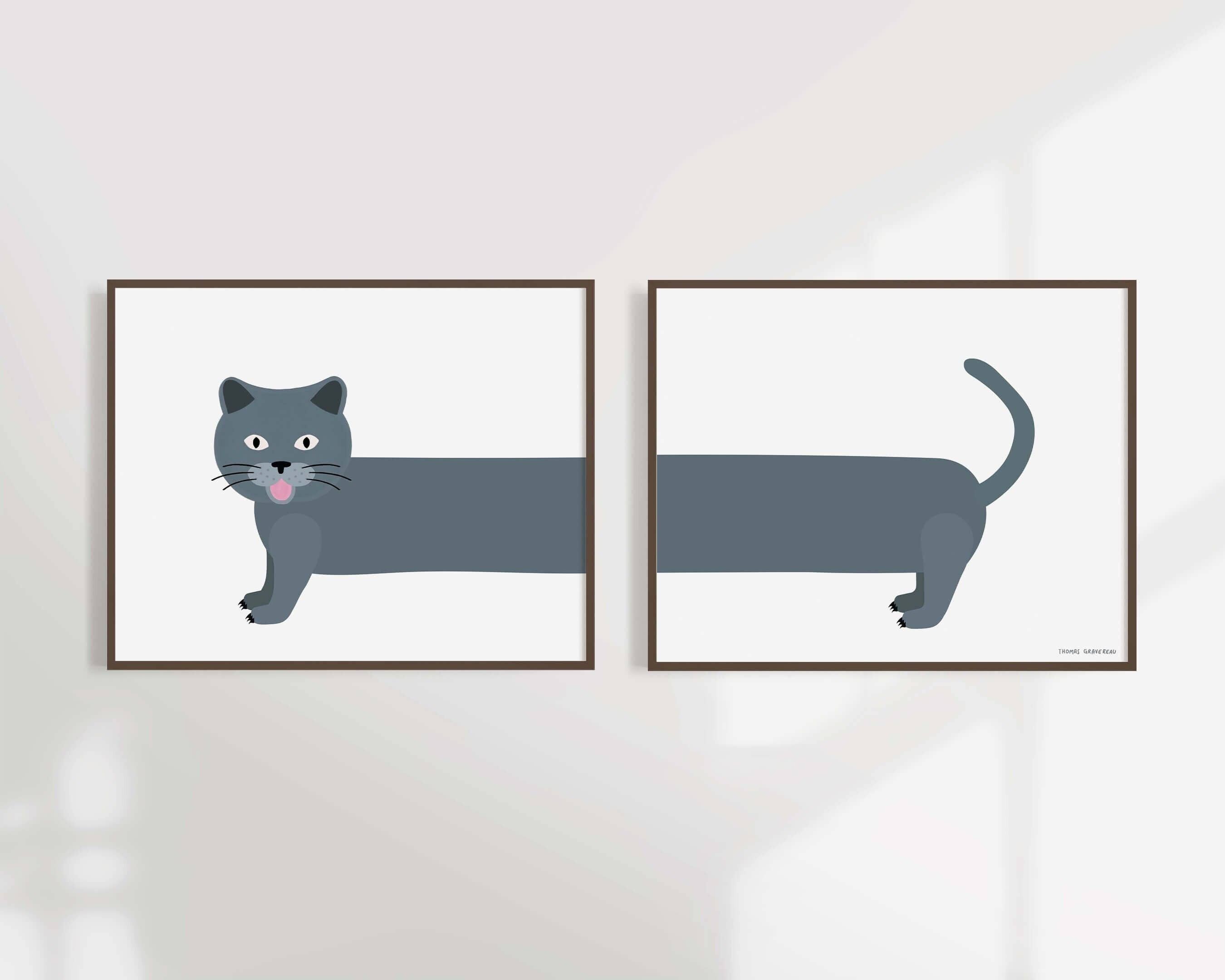 Stampa artistica "Gatto scuro" (dittico A4)