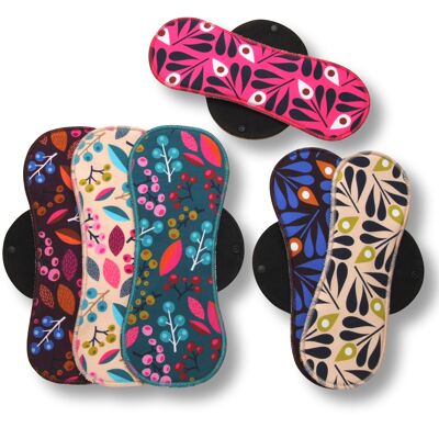 Reusable Cloth Menstrual Pads 6-Pack (L, XL) - black wings