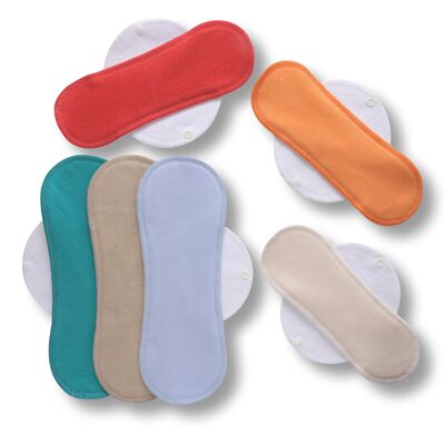 Reusable Cloth Menstrual Pads 6-Pack (M, L) - white wings