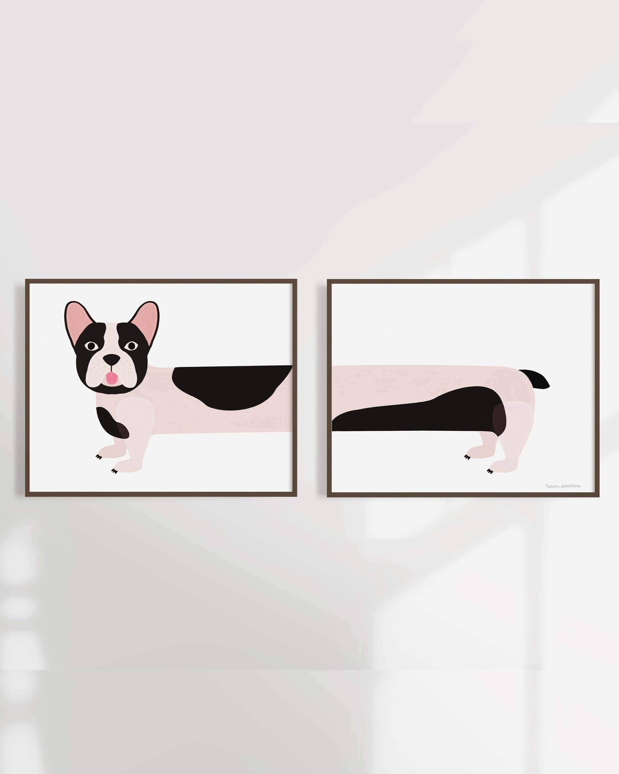 Stampa artistica "Bulldog francese" (dittico A4)