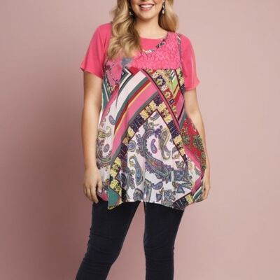 Plus size printed tunic + matching t-shirt set (A233&ROSE)