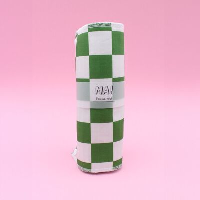 5 hojas de toallas de papel - tablero de ajedrez verde