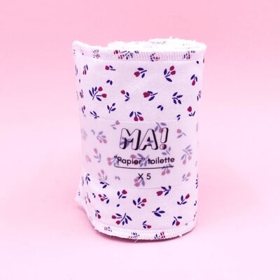 8 feuilles de "papier" toilette sans pressions - petites fleurs