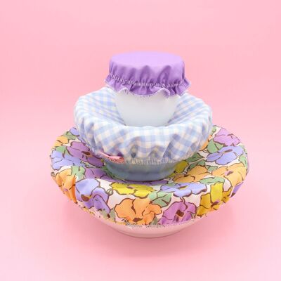 3 charlottes - mauves - vichy bleu
