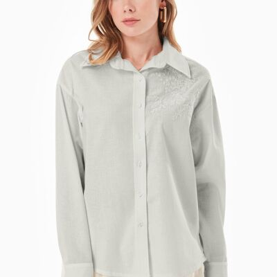 Organic cotton and linen blouse with embroidery