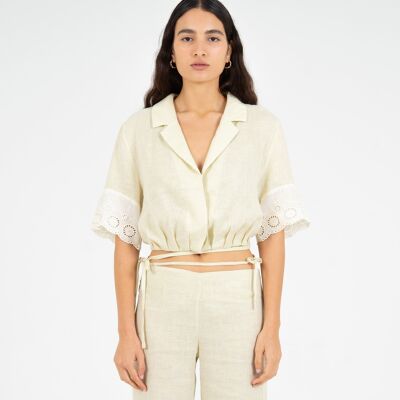 Top beige de lino Aurora