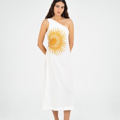 Vestido de un solo hombro con estampado de sol de Clara