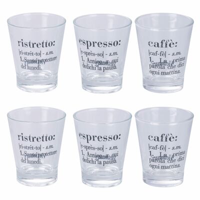 Set of 6 90ml glass coffee cups, Victionary