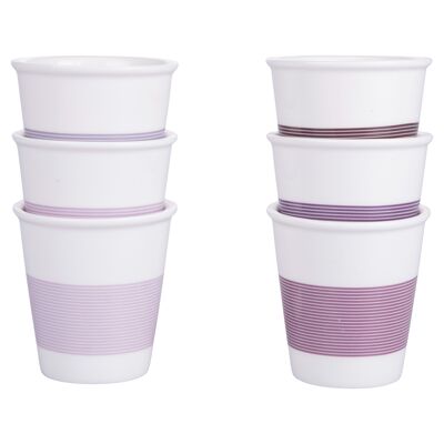 Set of 6 60 ml porcelain coffee cups, striped decoration, Daily Provence
